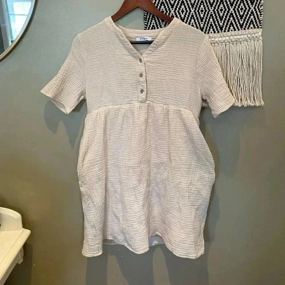 POLYGRAM TAN BEACH DRESS M - Picture 1 of 4